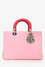 Christian Dior Pink Leather 'Diorissimo' Leather Tote with Strap and Pouch