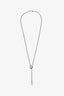 Tiffany & Co. Elsa Peretti Sterling Silver Open Heart Pearl Lariat Necklace