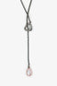 Tiffany & Co. Elsa Peretti Sterling Silver Open Heart Pearl Lariat Necklace