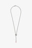 Tiffany & Co. Elsa Peretti Sterling Silver Open Heart Pearl Lariat Necklace