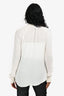 Reformation White Smocked Neck Long Sleeve Top Size XS