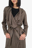 Soia & Kyo Green Satin Trench Coat Size S