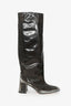 Miista Grey Distressed Leather 'Finola' Tall Boots Size 36