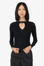 Jill Sander Black Cashmere/Silk Ribbed Long Sleeve Top Size 36