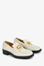 Gucci Cream Leather GG Square Toe Loafers Size 38