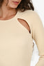Song of Style Cream Knit Ribbed Cut-Out Top Size S