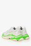 Balenciaga White/Green Triple S Sneakers Size 39