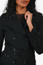 Burberry Black Cotton 'Sandringham' Double Breasted Trench Coat Size 2 US