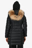 Moncler Black Down Hirmafur Raccoon Trim Mid Length Coat Size 00