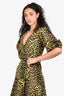 Ganni Yellow/Black Cotton Leopard Print Maxi Wrap Dress Size 36