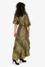 Ganni Yellow/Black Cotton Leopard Print Maxi Wrap Dress Size 36