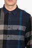 Burberry Brit Blue Plaid Denim Trim Button Down Shirt Size XL