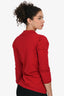 Burberry Red Knit Button-Up Polo Top Size M