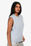 Ganni Blue Wool Blend Embellished Top Size M