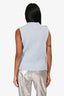 Ganni Blue Wool Blend Embellished Top Size M
