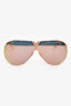 Louis Vuitton Pink Metal V Crystal 'Drive' Aviator Sunglasses