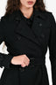 Burberry Black Double Breasted Belted Coat Size 6