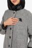 Love Moschino Grey/Wool Patent Heart Brooch Coat Size 40