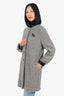 Love Moschino Grey/Wool Patent Heart Brooch Coat Size 40