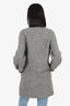Love Moschino Grey/Wool Patent Heart Brooch Coat Size 40