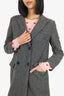 Isabel Marant Etoile Grey Houndstooth Wool Double Breasted Coat Size 34