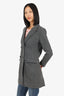 Isabel Marant Etoile Grey Houndstooth Wool Double Breasted Coat Size 34