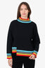 Alice + Olivia Black Striped Asymmetrical Sweater Size M