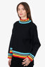 Alice + Olivia Black Striped Asymmetrical Sweater Size M