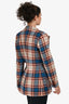 Smythe Blue/Burgundy Wool Plaid Single Breasted Blazer Size 6