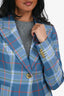 Smythe Blue/Orange Plaid Single Breasted Blazer Size 6