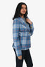 Smythe Blue/Orange Plaid Single Breasted Blazer Size 6