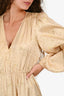 Ulla Johnson Gold Silk Blend Metallic V-Neck Maxi Dress Size 2