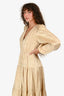Ulla Johnson Gold Silk Blend Metallic V-Neck Maxi Dress Size 2