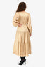Ulla Johnson Gold Silk Blend Metallic V-Neck Maxi Dress Size 2