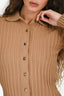 Anine Bing Brown Knit Ribbed Collared Top Size XS
