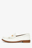 Celine White Triomphe Luco Fringe Loafers Size 38.5