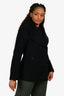 Burberry London Black Wool Double Breaster Pea Coat Size 8