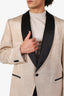 Tom Ford Shiny Beige Cotton Blend Tuxedo Blazer Size 58R Mens