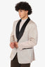 Tom Ford Shiny Beige Cotton Blend Tuxedo Blazer Size 58R Mens