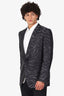 Tom Ford Shiny Grey Zebra Print Silk Blazer Size 56R Mens
