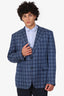 Brioni Blue Silk Cashmere Blend Plaid Blazer Size 58R Mens
