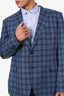 Brioni Blue Silk Cashmere Blend Plaid Blazer Size 58R Mens