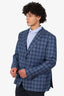 Brioni Blue Silk Cashmere Blend Plaid Blazer Size 58R Mens