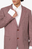 Canali Burgundy Houndstooth Blazer Size 58R Mens