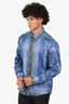 Versace Collection Blue Printed Silk Cotton Blend Shirt Size 47 Mens
