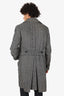 Tom Ford Grey/Black Houndstooth Wool/Silk Double Breasted Coat Size 56 Mens