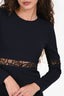 Maje Blue/Black Knit/Lace Shift Dress Size 1