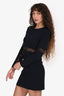 Maje Blue/Black Knit/Lace Shift Dress Size 1