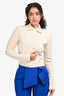Sportmax Cream Knit Button Up Collared Long Sleeve Top Size S