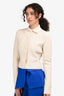 Sportmax Cream Knit Button Up Collared Long Sleeve Top Size S